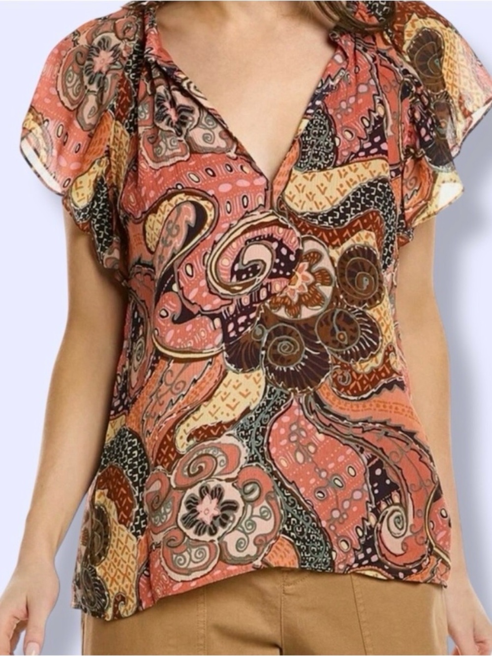 A.L.C. June Silk Flutter Sleeve Blouse NWT